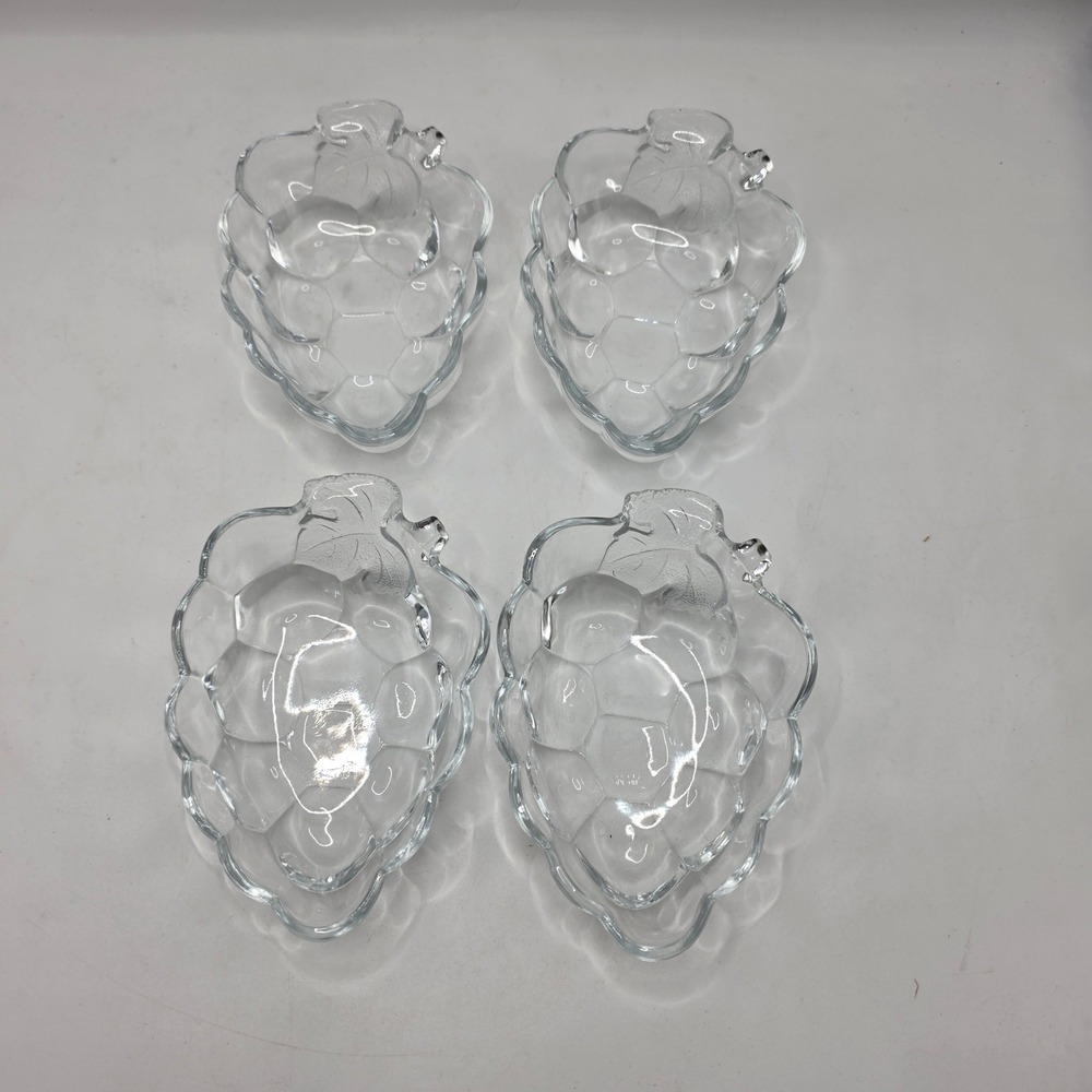 Grape Cluster Bowls Clear Glass Set of 4 Fruit Shape Vintage Style Dish